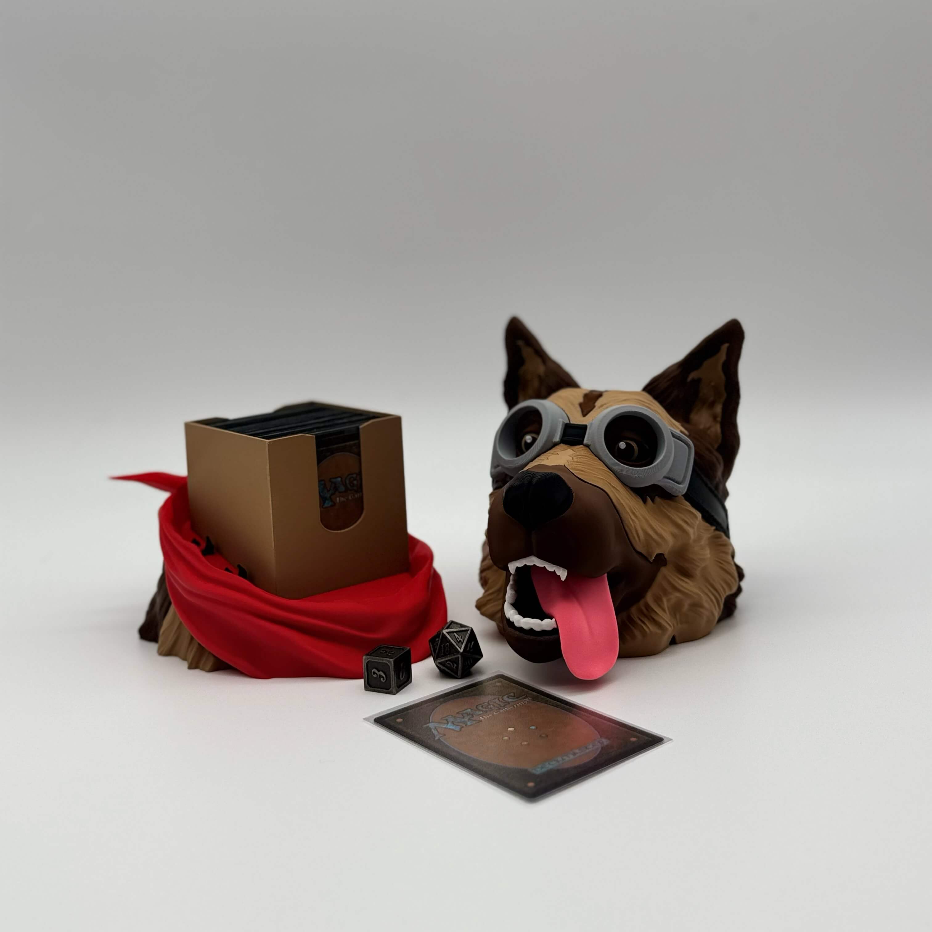 Dogmeat Fallout MTG Commander deck box with goggles and red bandana