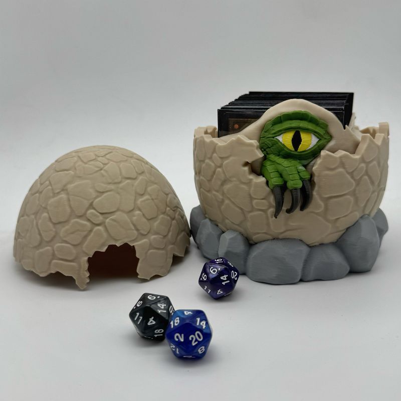 Hatchling Relic Egg MTG Commander Deck Box | Fantasy Dinosaur Magic The Gathering Card Holder