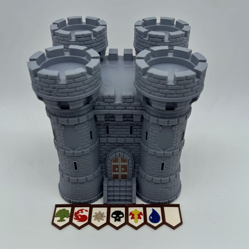 Castle Fortress MTG Commander Deck Box | Magic The Gathering Castle Card Holder with Custom Banners