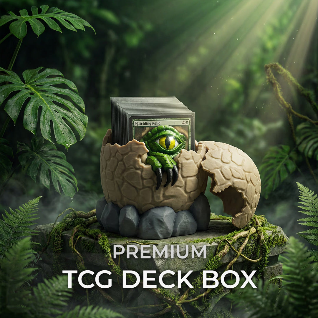 Hatchling Relic Egg MTG Commander Deck Box | Fantasy Dinosaur Magic The Gathering Card Holder