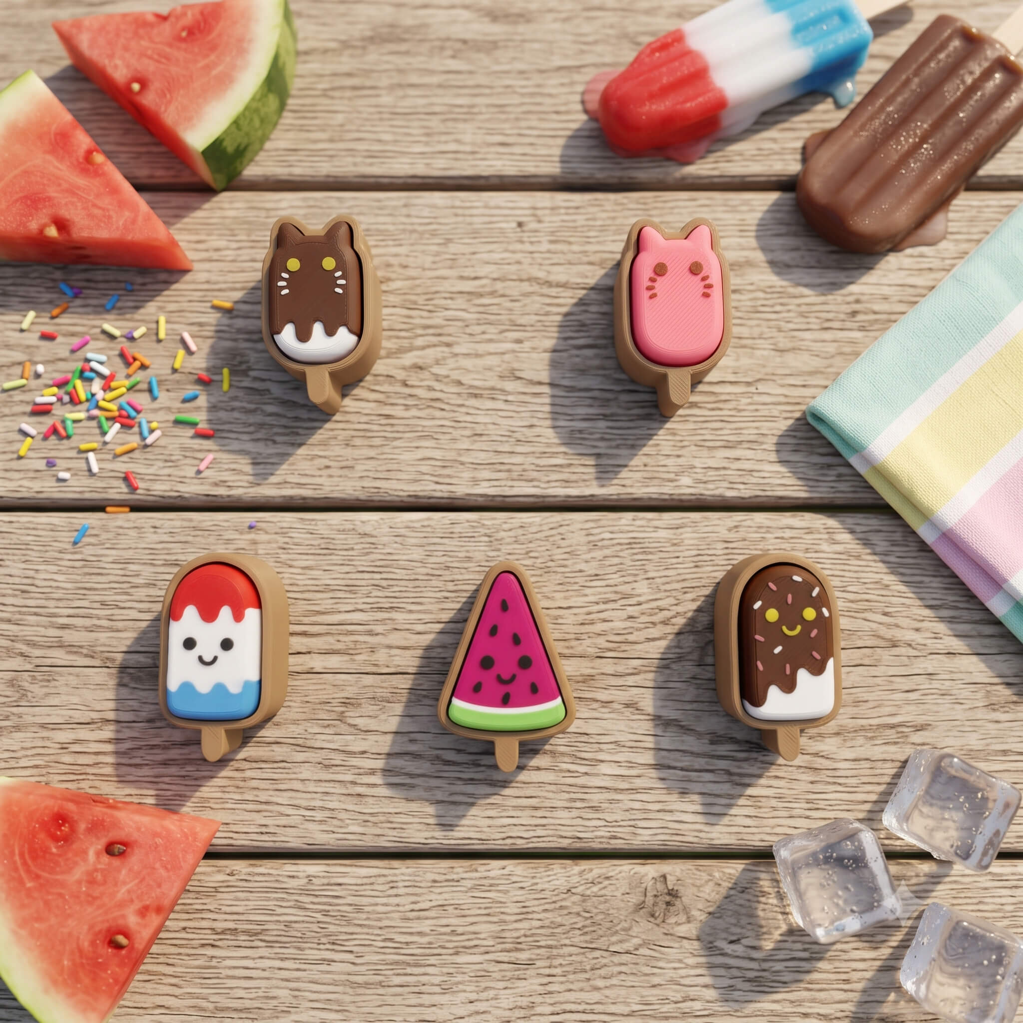 Cat Popsicle Fidget Clicker Toy | Kawaii Sensory Desk ADHD Focus Keychain