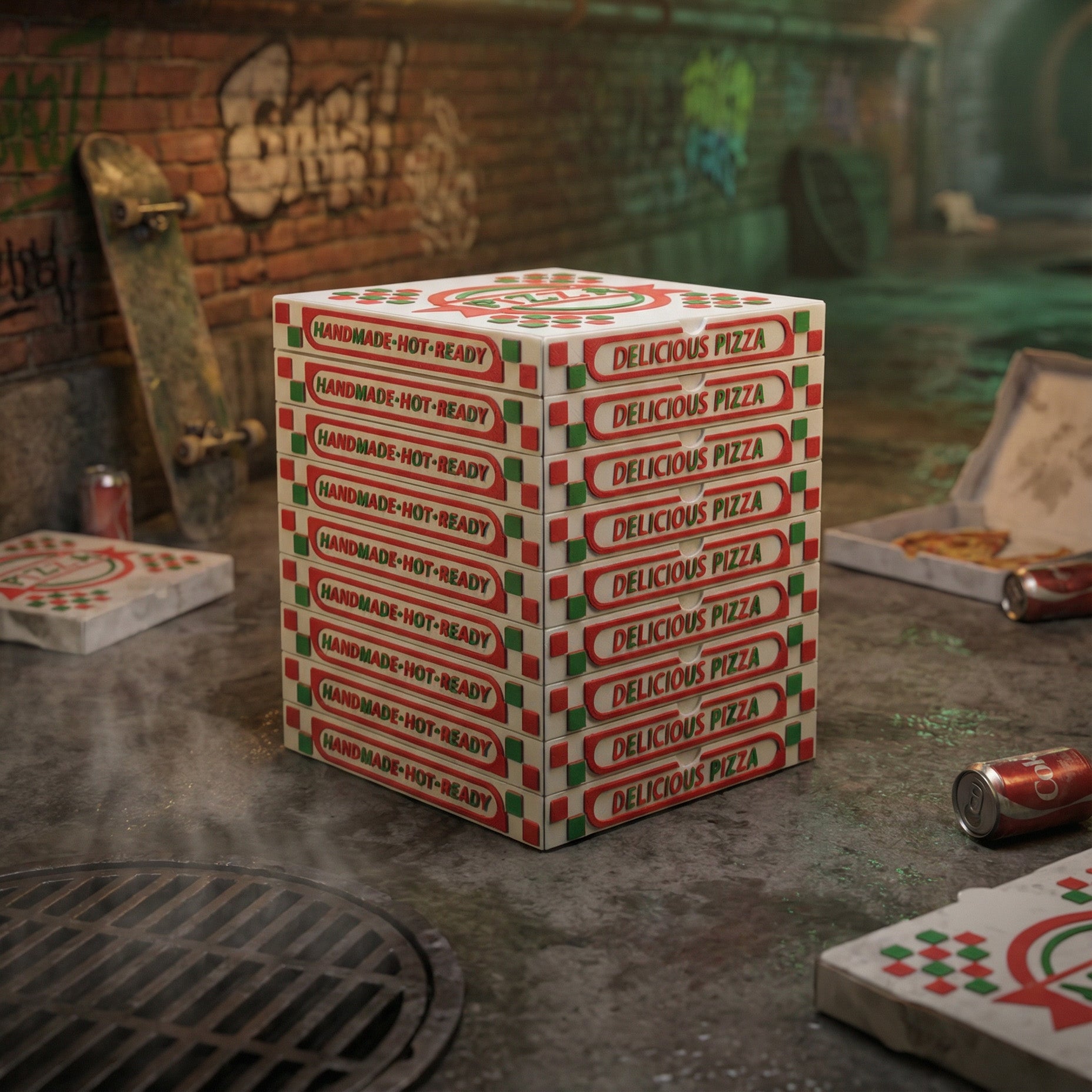 Pizza Stack MTG Commander Deck Box | TMNT Inspired Magic The Gathering Card Holder
