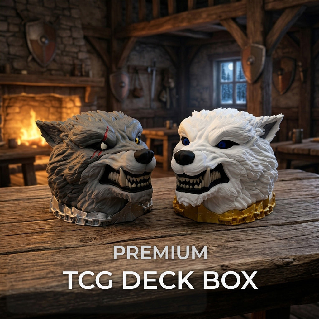 Wolf MTG Commander Deck Box | Fantasy Magic The Gathering TCG Card Holder | White or Battle-Scarred